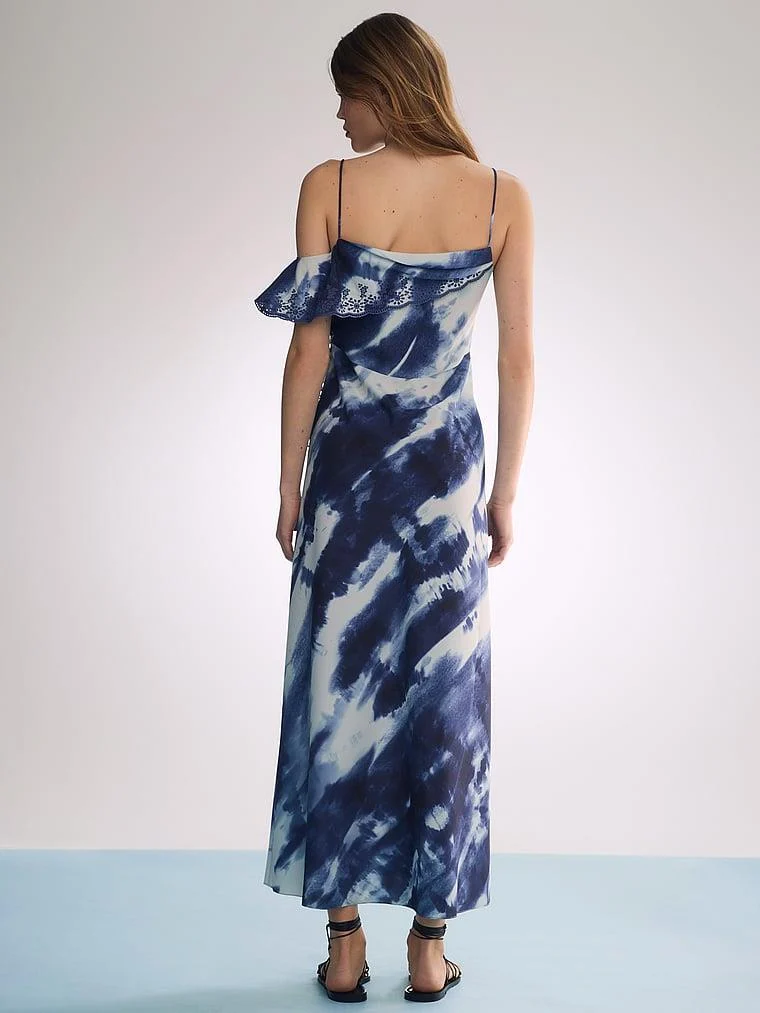 Atelier Victorias Secret X Altuzarra Drapeli Sifon Uzun Elbise arka görünümü
