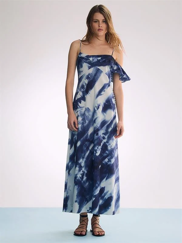 Atelier Victorias Secret X Altuzarra Drapeli Sifon Uzun Elbise ön görünüm
