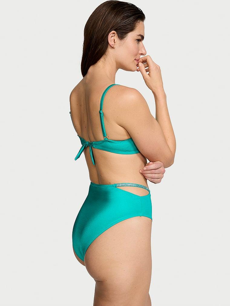 Işıltılı Askili Yüksek Bel Cheeky Bikini Alti arka görünümü