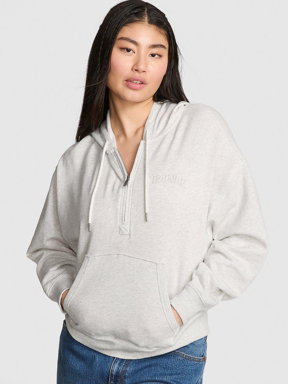 Pink Ivy Yarim Fermuarli Kapusonlu Sweatshirt arka görünümü