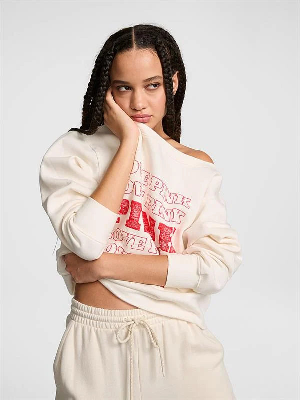 Pink Kampus Omzu Acik Sweatshirt