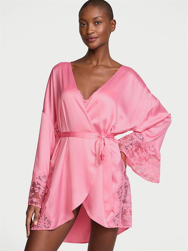 Victorias Secret Dream Dantelli Saten Sabahlık ön görünüm