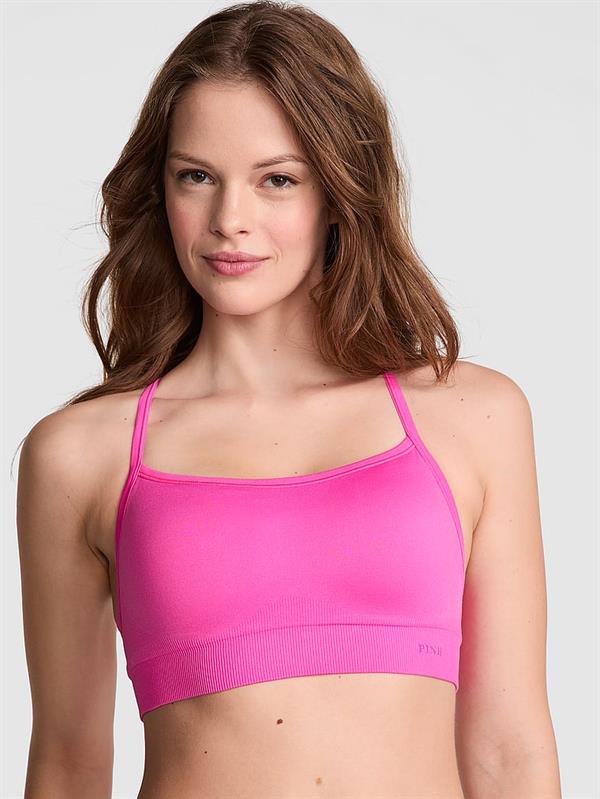 Pink Seamless Air Hafif Destekli Sporcu Sütyeni ön görünüm