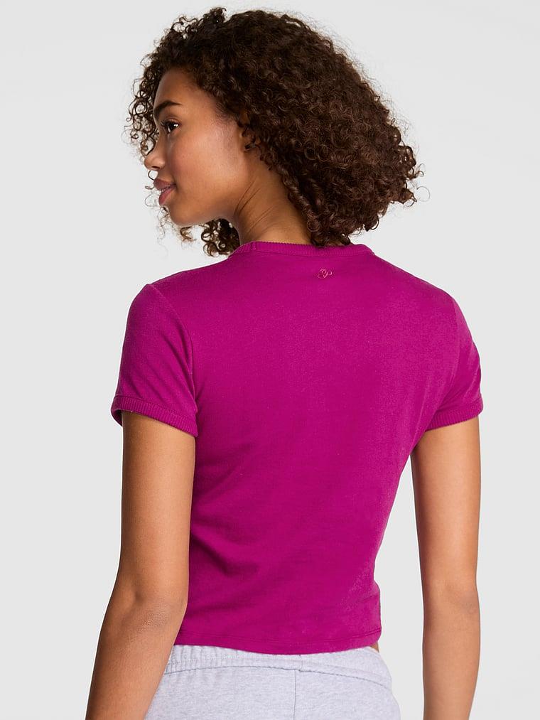 Pink Retro Pamuklu Tisort arka görünümü