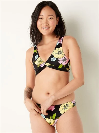 Pink 4 Yonlu Cift Tarafli Plunge Bikini Ustu