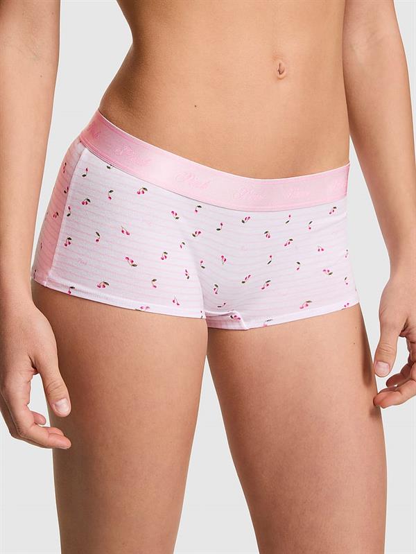 Pink Logolu Pamuklu Boyshort Kulot