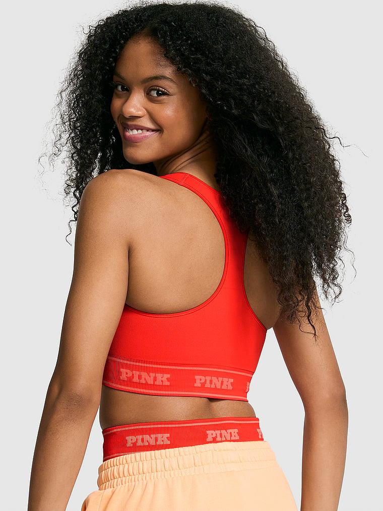 Pink Seamless Cift Yonlu Sporcu Sütyeni arka görünümü