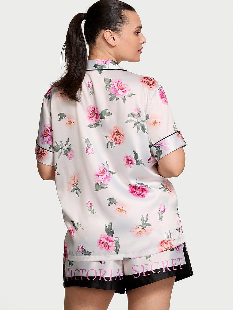 Glazed Saten Sortlu Pijama Takimi arka görünüm
