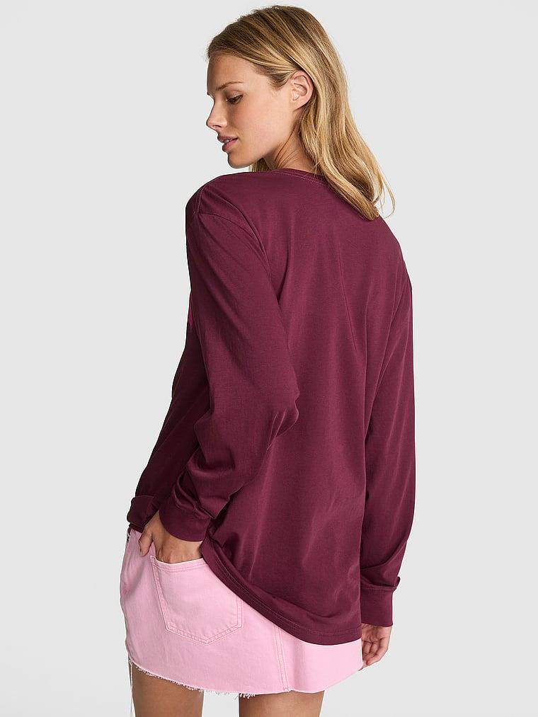 Pink Oversize Uzun Kollu Kampus Tisort arka görünümü