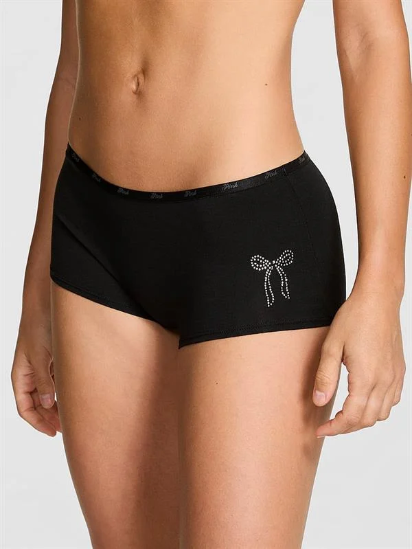 Pink Logolu Pamuklu Boyshort Kulot