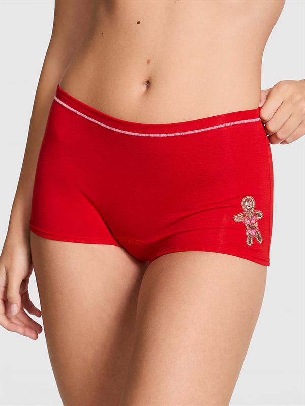 Pink Pamuklu Boyshort Kulot
