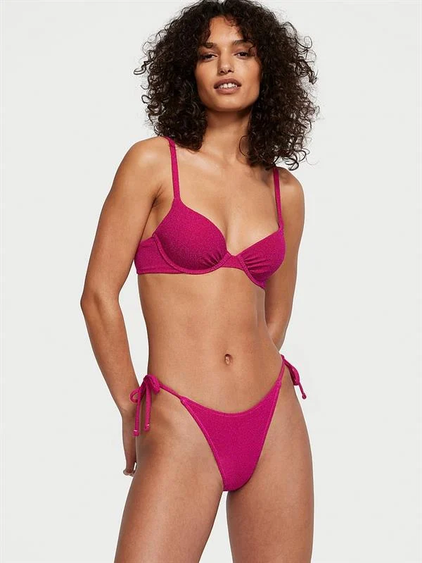 Işıltılı Yandan Baglamali Brazilian Bikini Alti ön görünüm