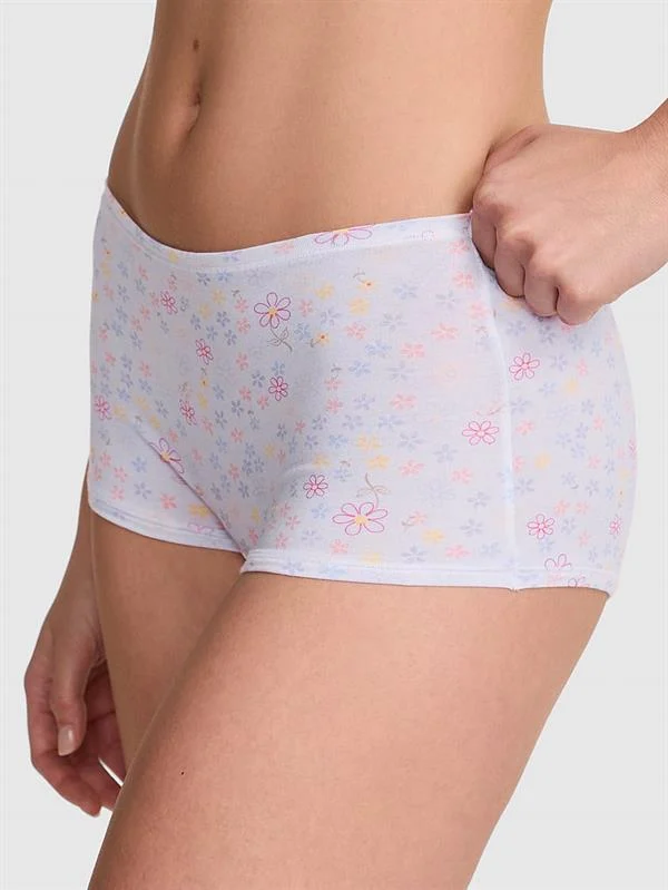 Pink Logolu Pamuklu Boyshort Kulot
