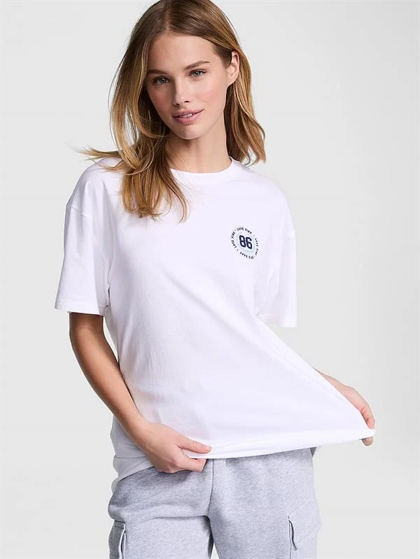 Pink Oversize Kısa Kollu Kampus Tisort