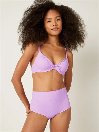Pink Yüksek Bel Shortie Bikini Alti ön görünüm