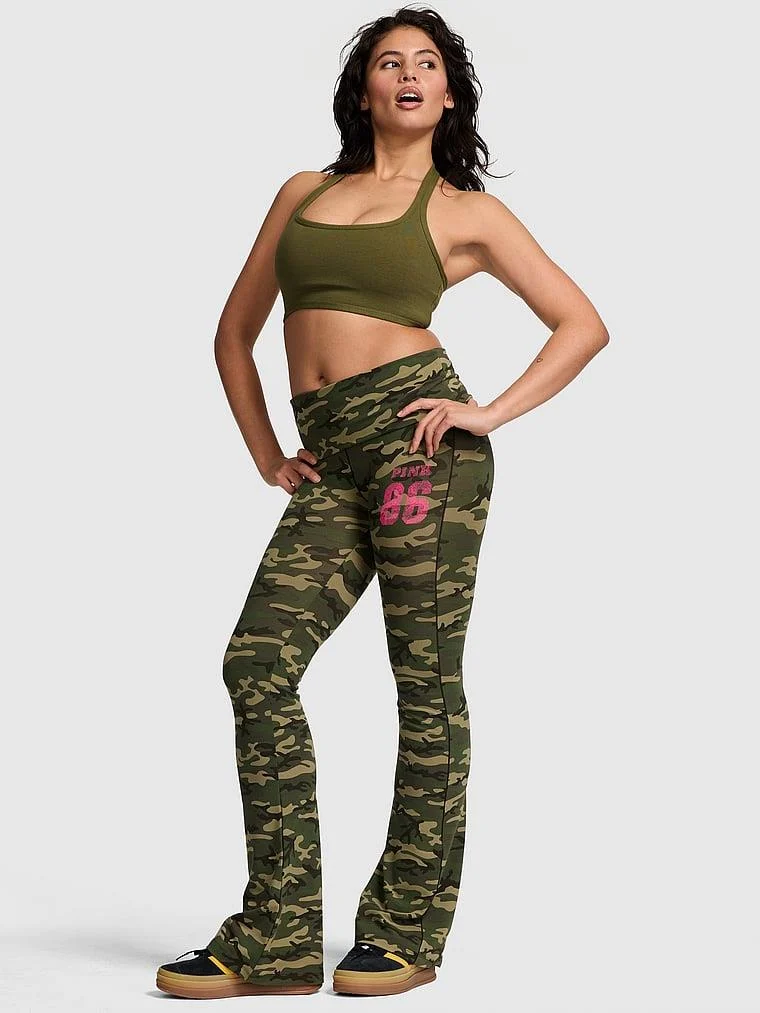 Pink All Day Beli Katlanabilen Pamuklu Flare Tayt arka görünüm