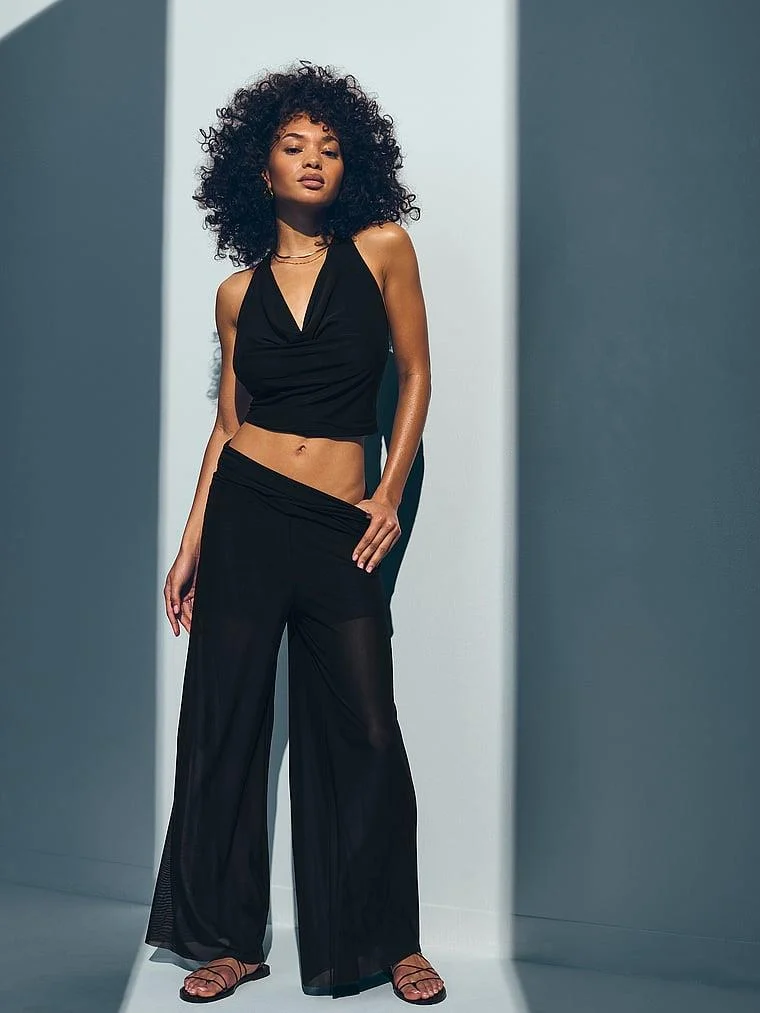 Beachwear Balikci Yaka Askili Bluz arka görünüm
