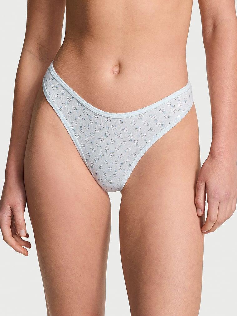 Pink Pamuklu Derin Bacak Kesim Tanga arka görünümü