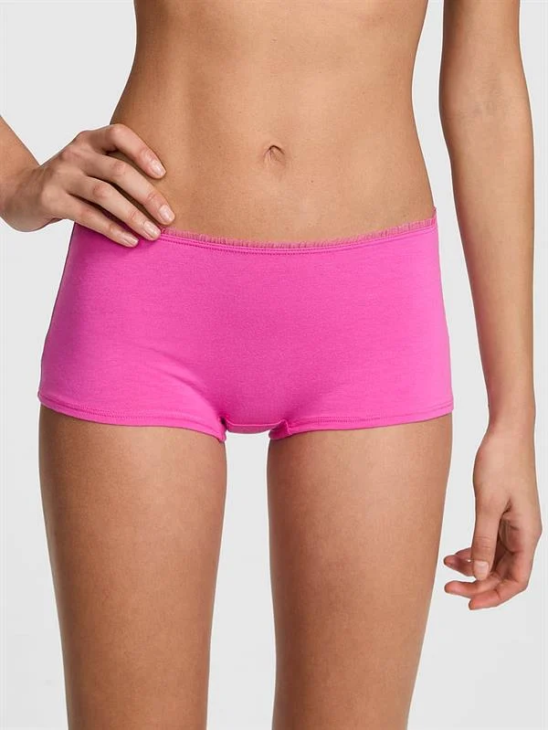 Pink Pamuklu Boyshort Kulot