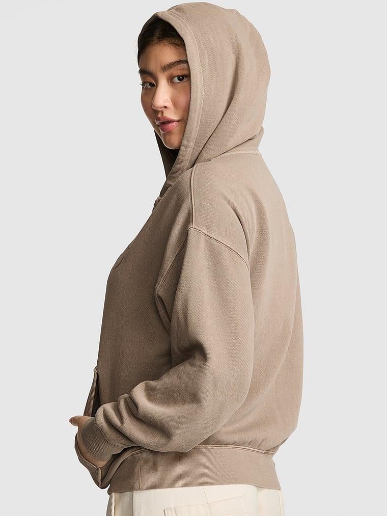 Pink Ivy Yarim Fermuarli Kapusonlu Sweatshirt arka görünüm
