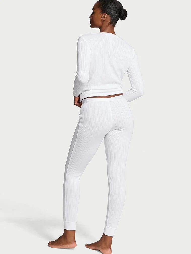 Pointelle Henley Uzun Pijama Takimi arka görünüm
