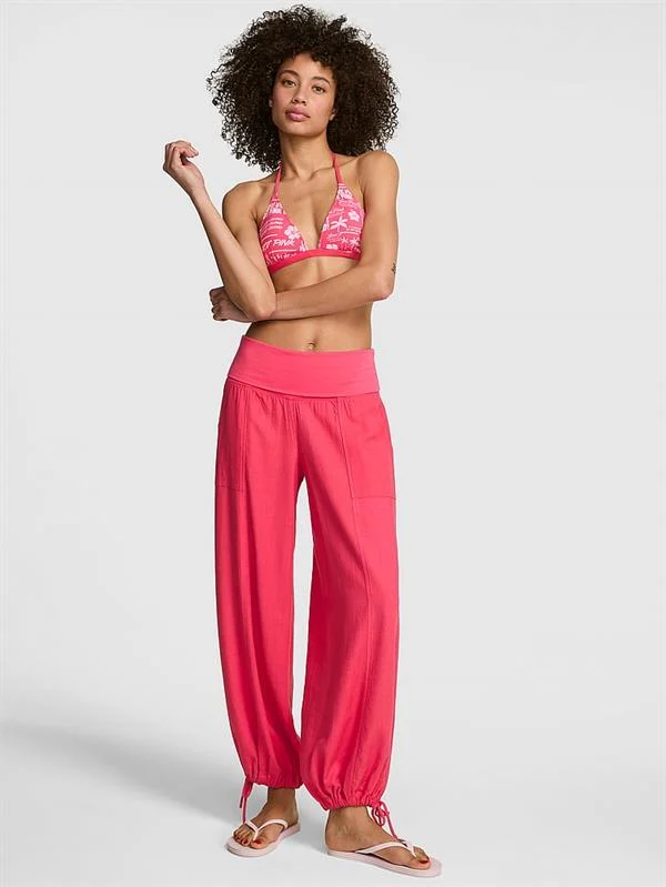 Pink Katlanabilir Belli Keten Esofman Alti