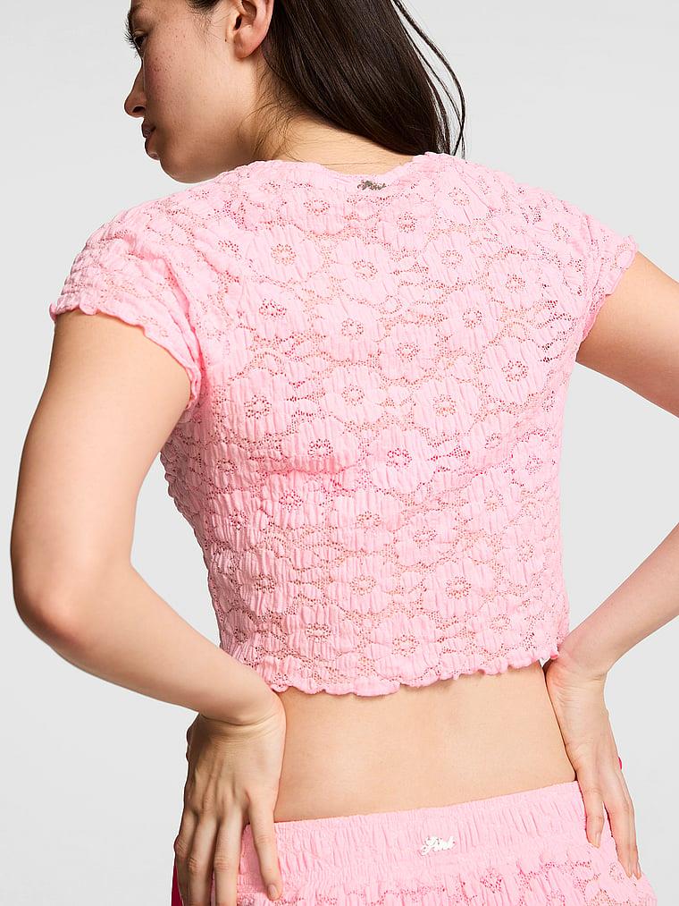 Pink Desenli Orgu Bluz arka görünümü