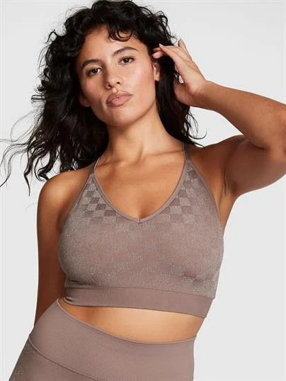 Pink Seamless Hafif Astarli Sporcu Sütyeni ön görünüm