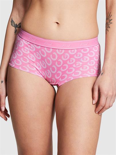 Pink Logolu Pamuklu Boyshort Kulot