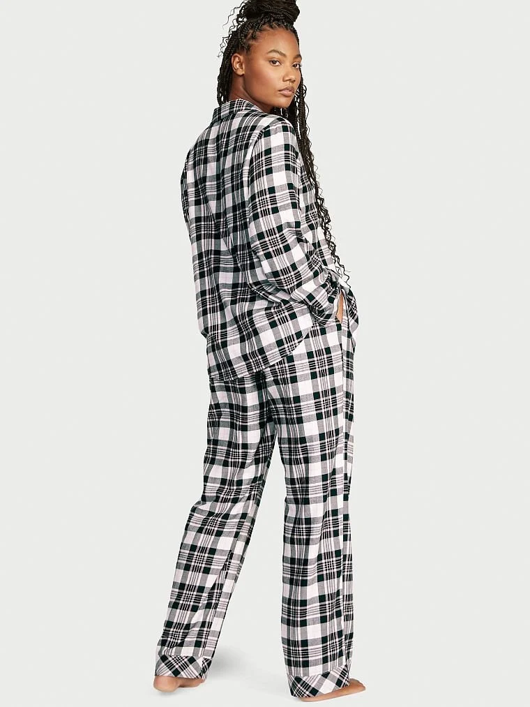 Flanel Uzun Pijama Takimi arka görünüm