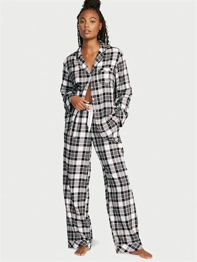 Flanel Uzun Pijama Takimi ön görünüm