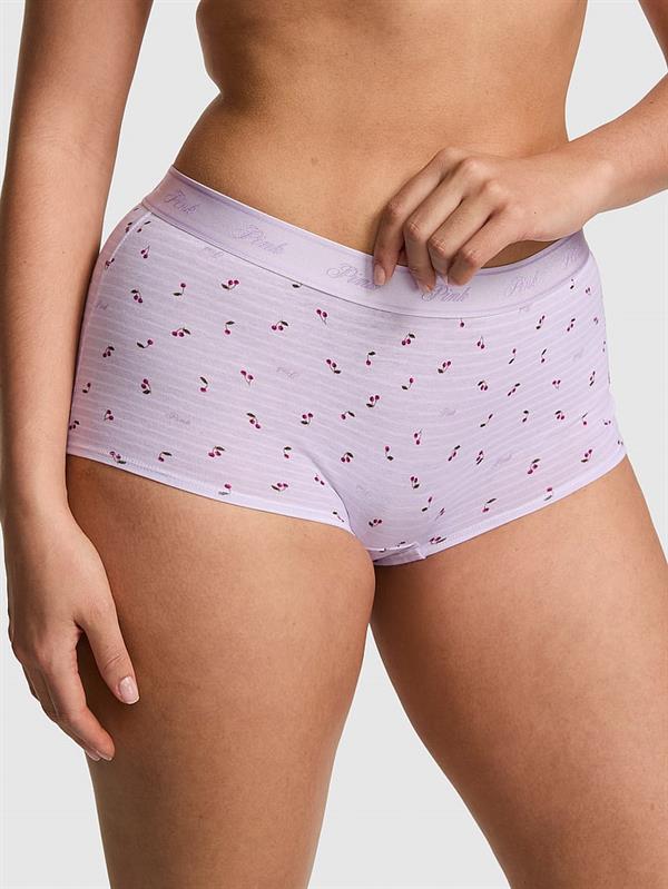Pink Logolu Pamuklu Boyshort Kulot