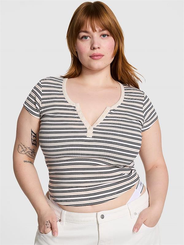 Pink Ribanali Henley Tisort
