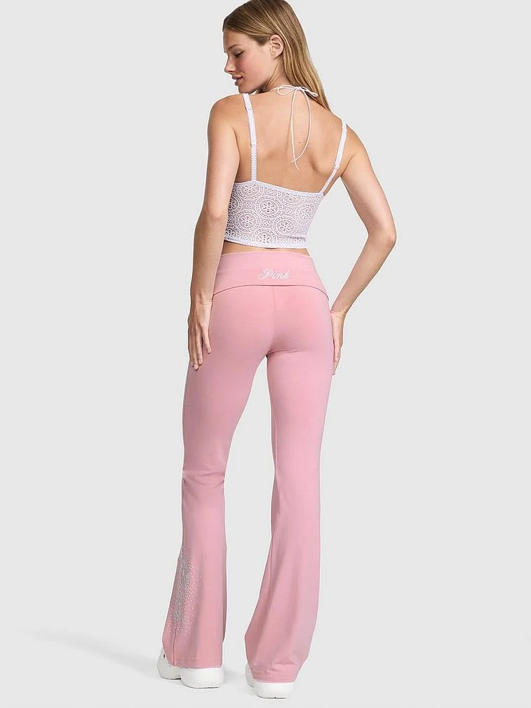 Pink All Day Beli Katlanabilen Ispanyol Paca Tayt arka görünüm