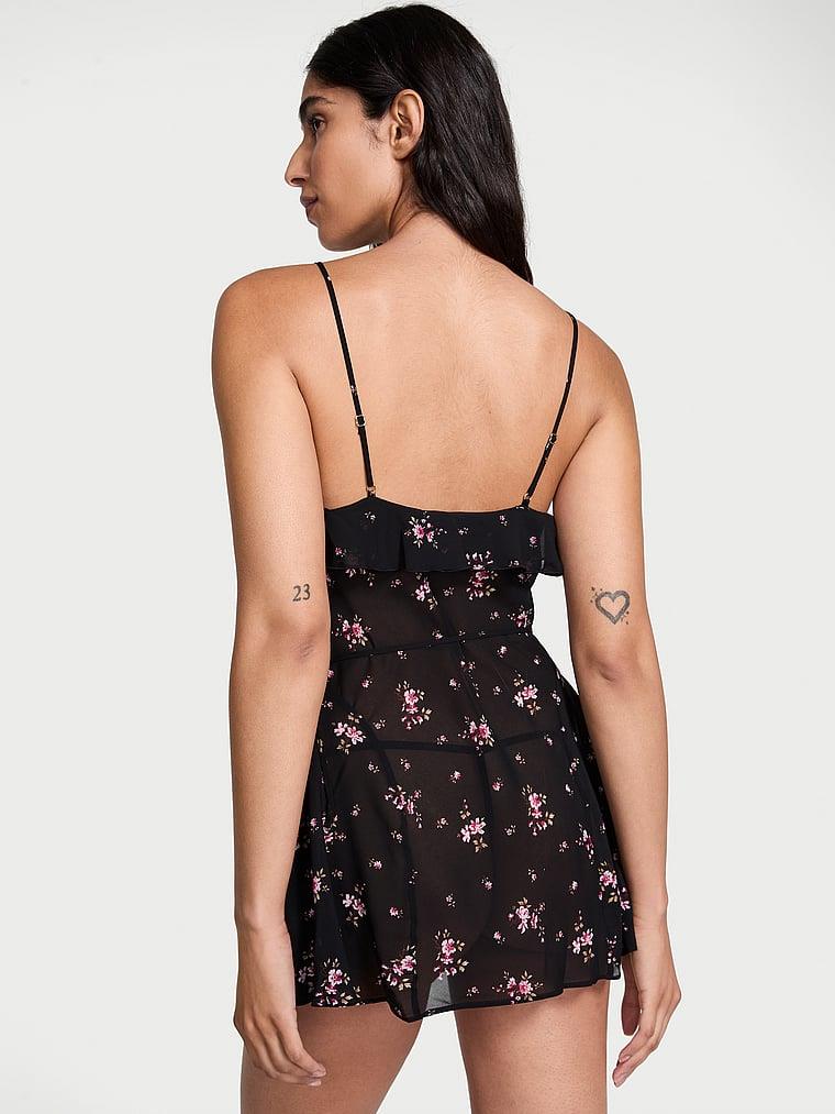 Çiçekli Sifon Babydoll Takimi arka görünümü
