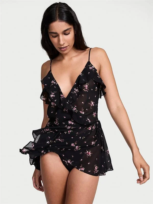 Çiçekli Sifon Babydoll Takimi