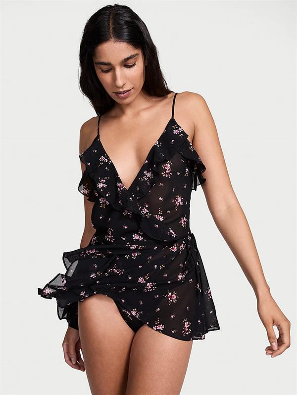 Çiçekli Sifon Babydoll Takimi