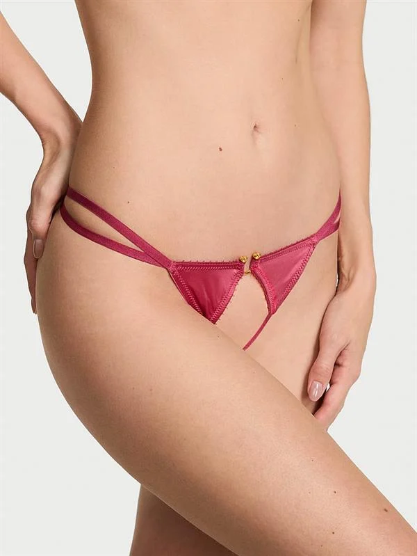 Askili Halka Detayli Crotchless V String Kulot