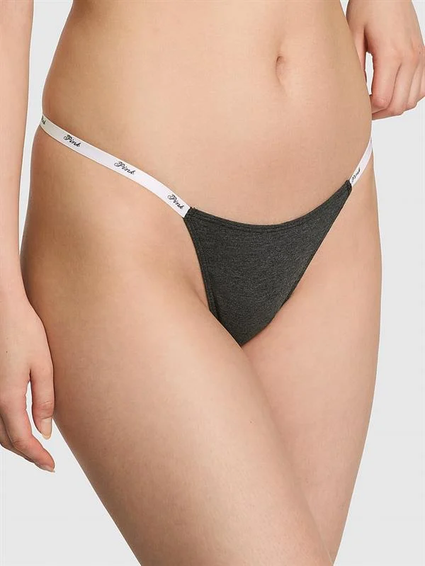 Pink Logo Detayli Pamuklu Scoop Tanga