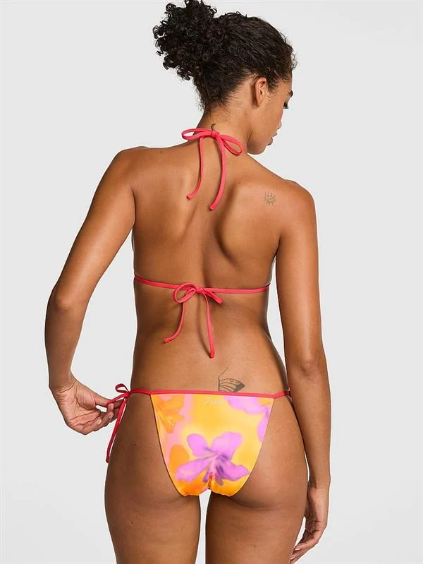 Pink Cift Tarafli Yandan Baglamali Cheeky Bikini Alti