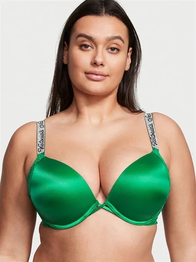 Bombshell 2 Beden Buyuk Gosteren Dantelli Işıltılı Askili Push Up Sütyen