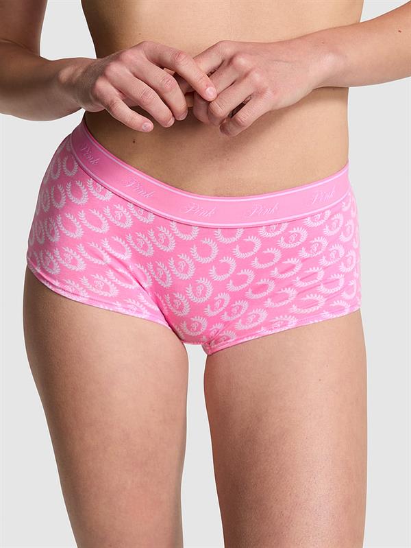 Pink Logolu Pamuklu Boyshort Kulot