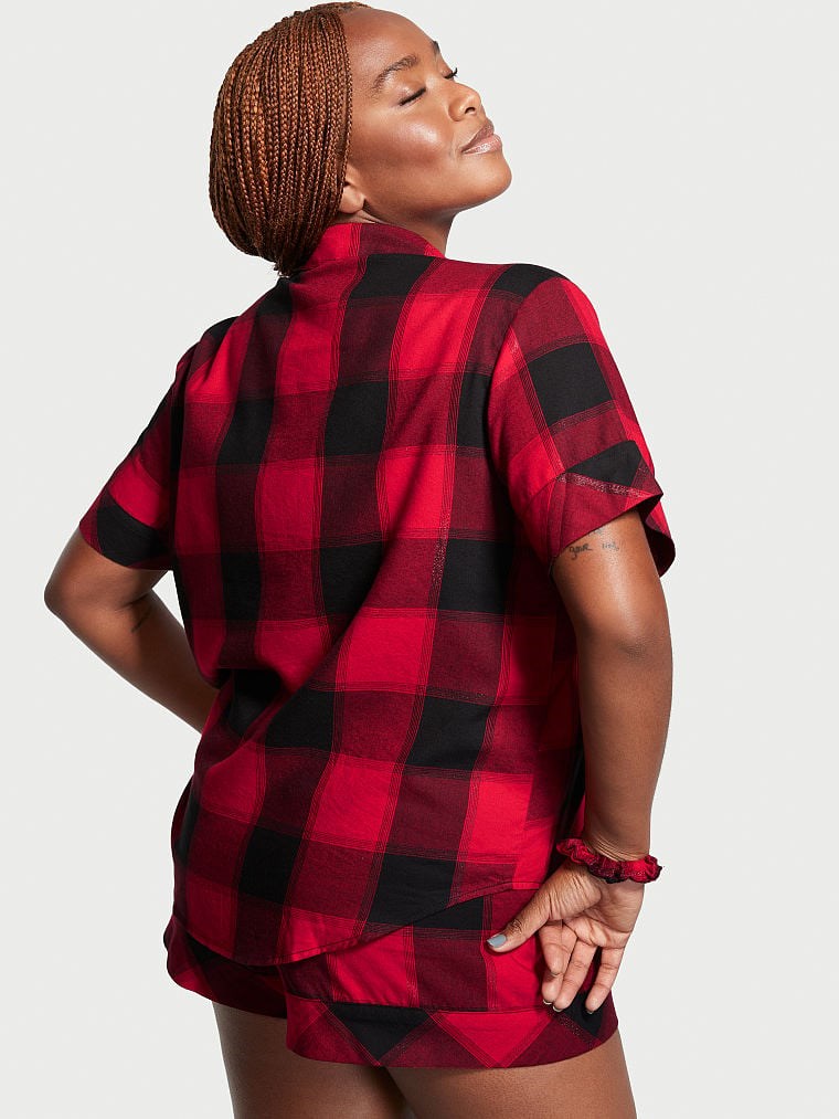 Flannel Sortlu Pijama Seti arka görünümü