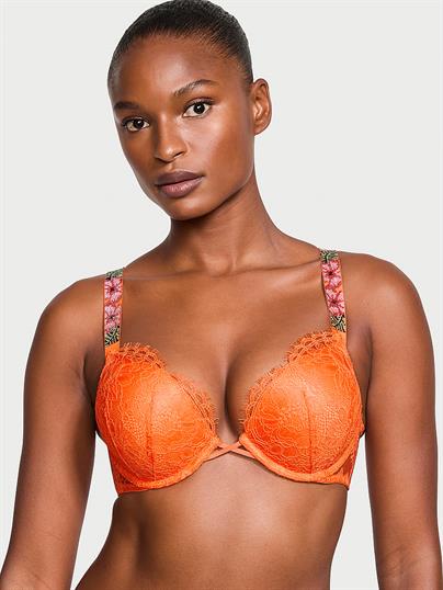 Bombshell 2 Beden Buyuk Gosteren Dantelli Işıltılı Askili Push Up Sütyen ön görünüm
