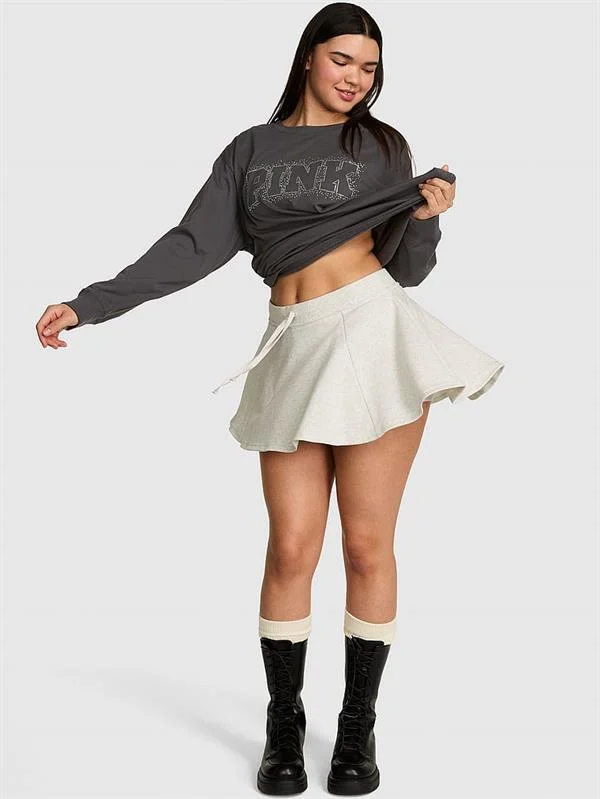 Pink Kampus Terry Pileli Etek