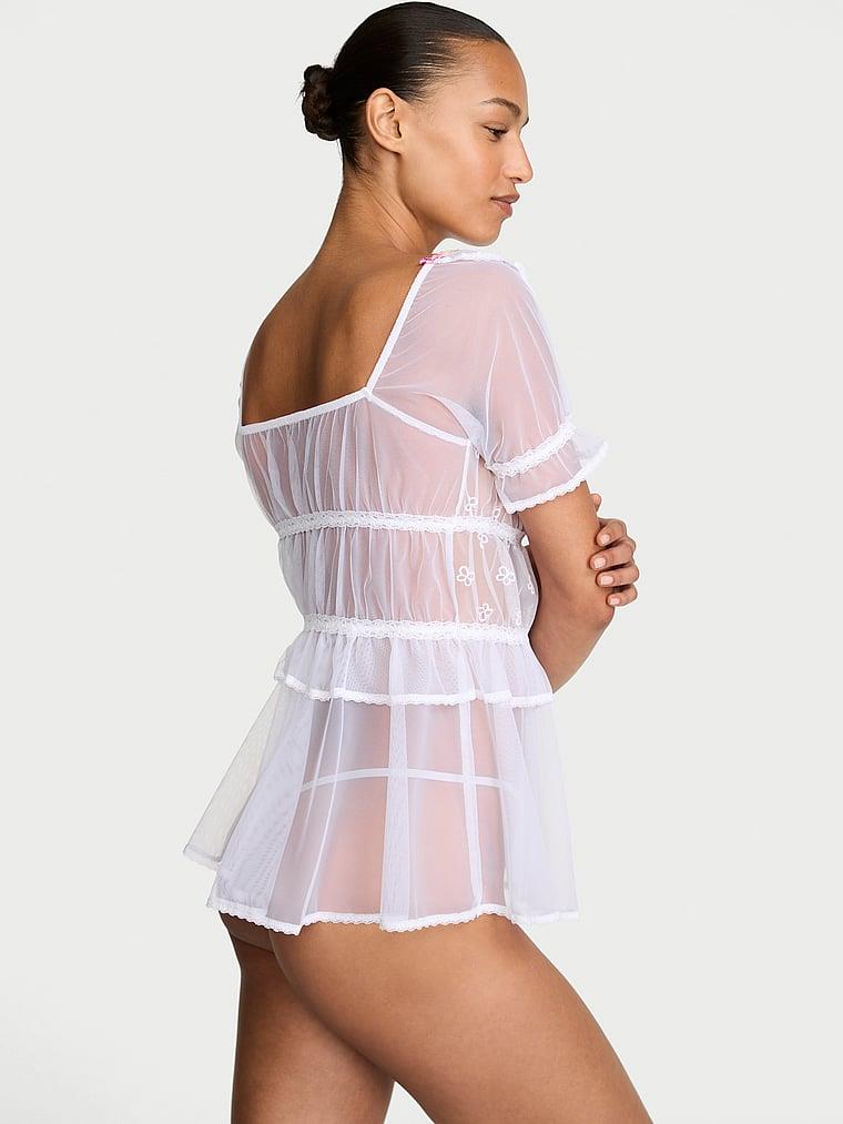 Kelebek Islemeli Tul Babydoll Takimi arka görünümü
