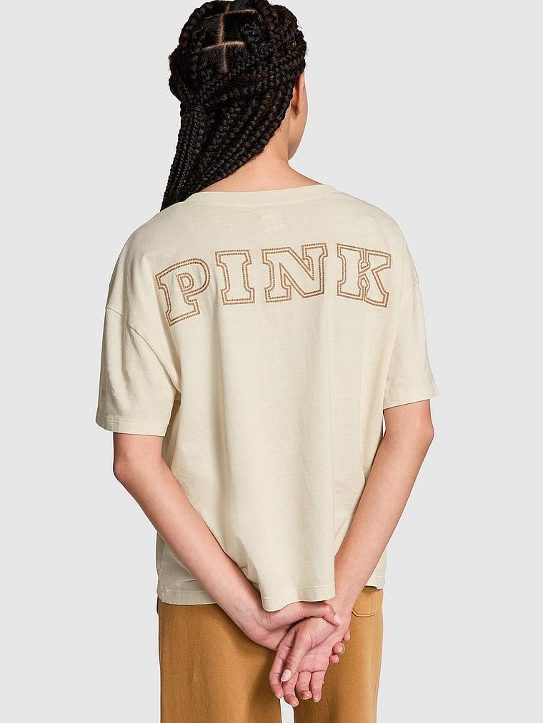 Pink Kısa Kollu V Yaka Tisort arka görünümü