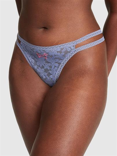 Pink Dantel Seritli Tanga Kulot