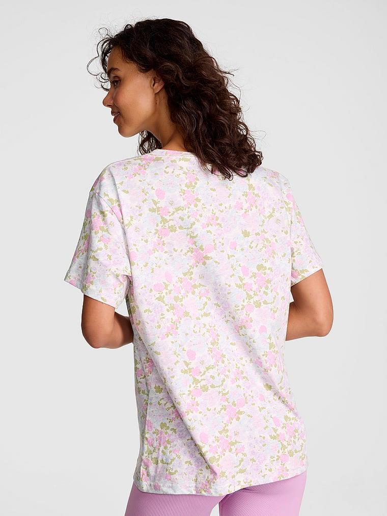 Pink Oversize Kısa Kollu Kampus Tisort arka görünümü
