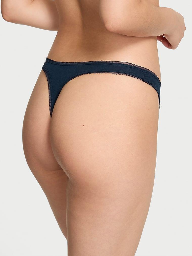 Pink Pamuklu Derin Bacak Kesim Tanga arka görünüm